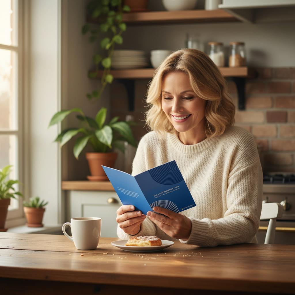 Mother Reading Blue Card